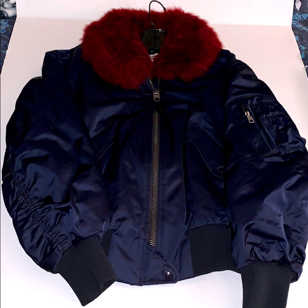 Coach Bomber Jacket Xs fabric with lamb shearl fur